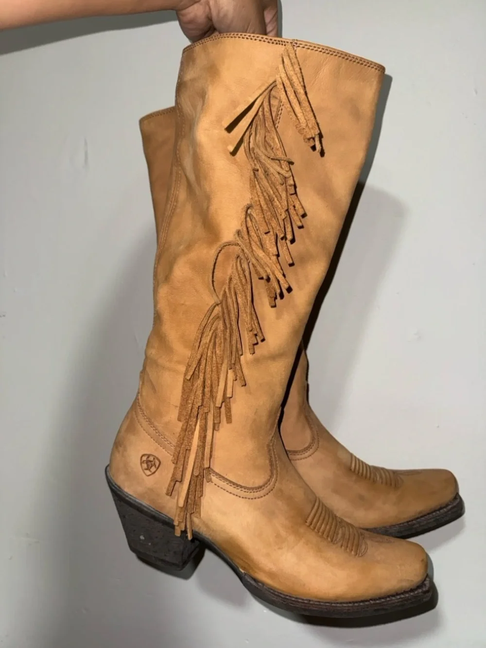Ariat Tan Fringe Knee-High Western Boots - Picture 1 of 7